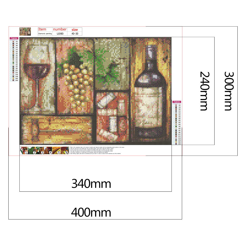 Wine Glass - Full Round Drill Diamond Painting 40*30CM