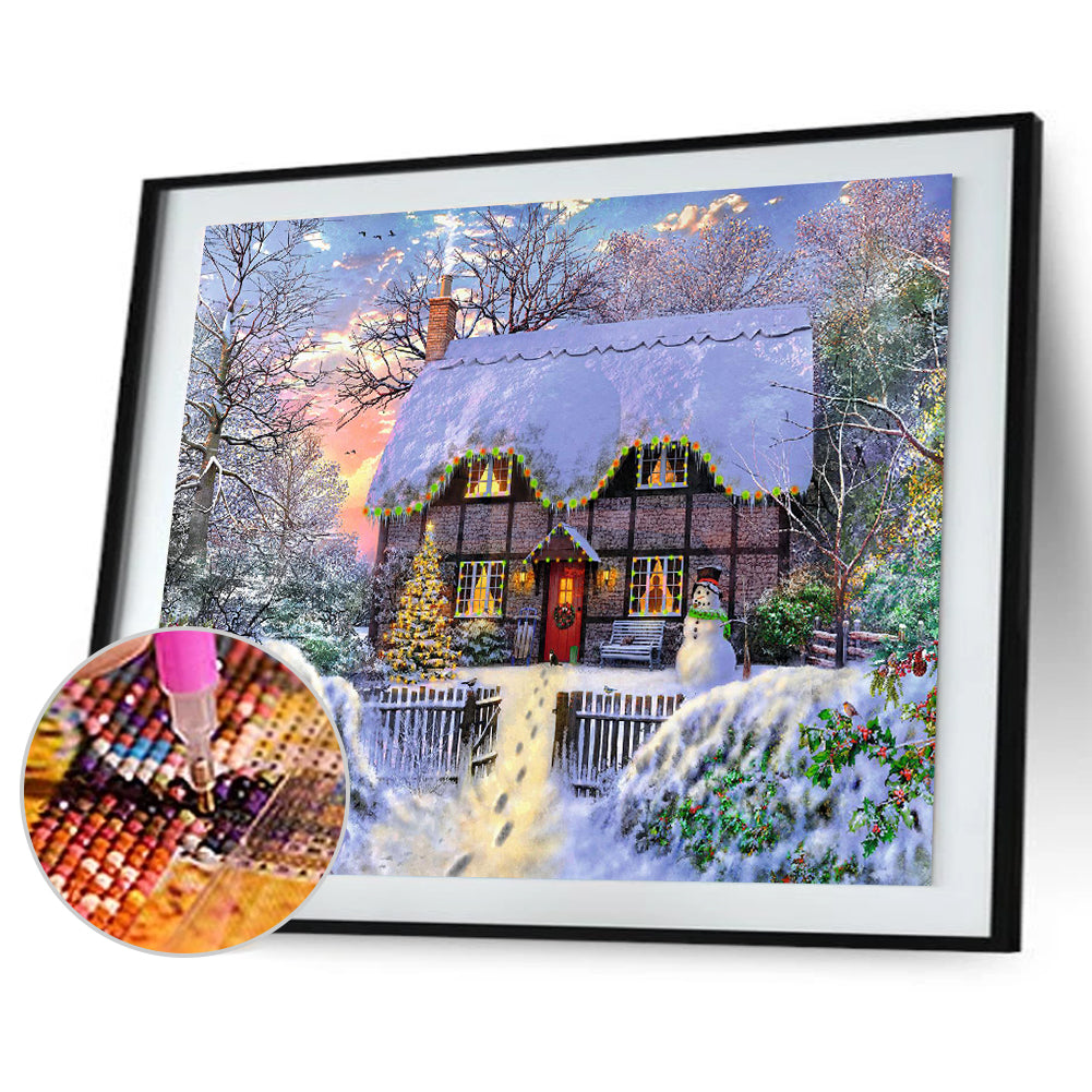 Christmas House - Full Round Drill Diamond Painting 30*40CM