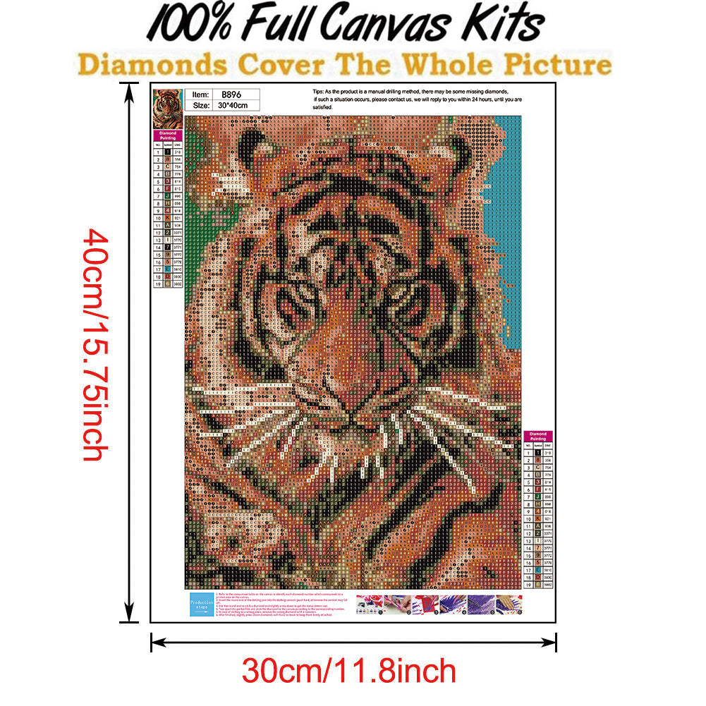 Tiger Animal - Full Round Drill Diamond Painting 30*40CM