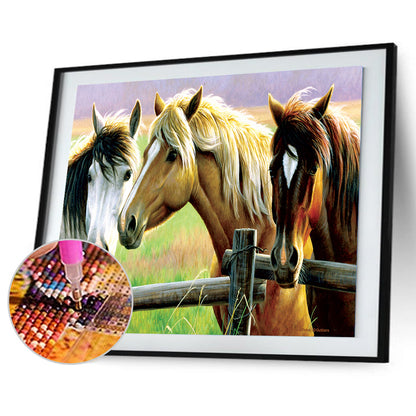 Grassland Horses - Full Round Drill Diamond Painting 40*30CM