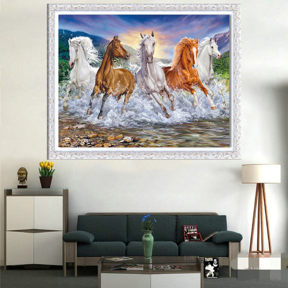 Grassland Horses - Full Round Drill Diamond Painting 40*30CM