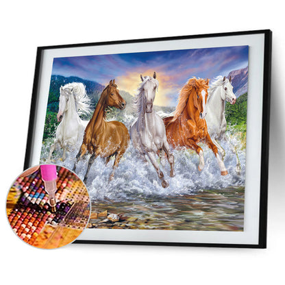 Grassland Horses - Full Round Drill Diamond Painting 40*30CM