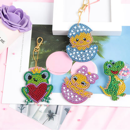 4pcs Small Animals Cross Stitch Key Chain Special Shaped Diamond Painting