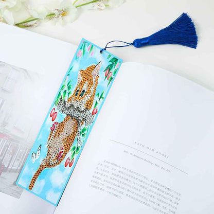 5D Diamond Painting Climbing Cat Cross Stitch Bookmark Leather Page-marker