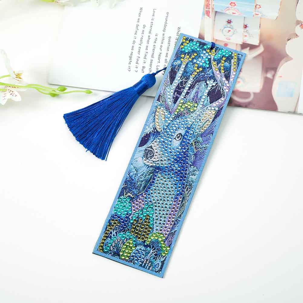 Diamond Painting Deer Cross Stitch Bookmark Page Holder Leather Page-marker