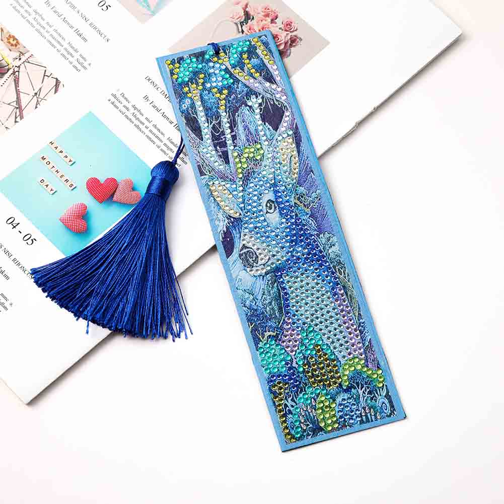 Diamond Painting Deer Cross Stitch Bookmark Page Holder Leather Page-marker