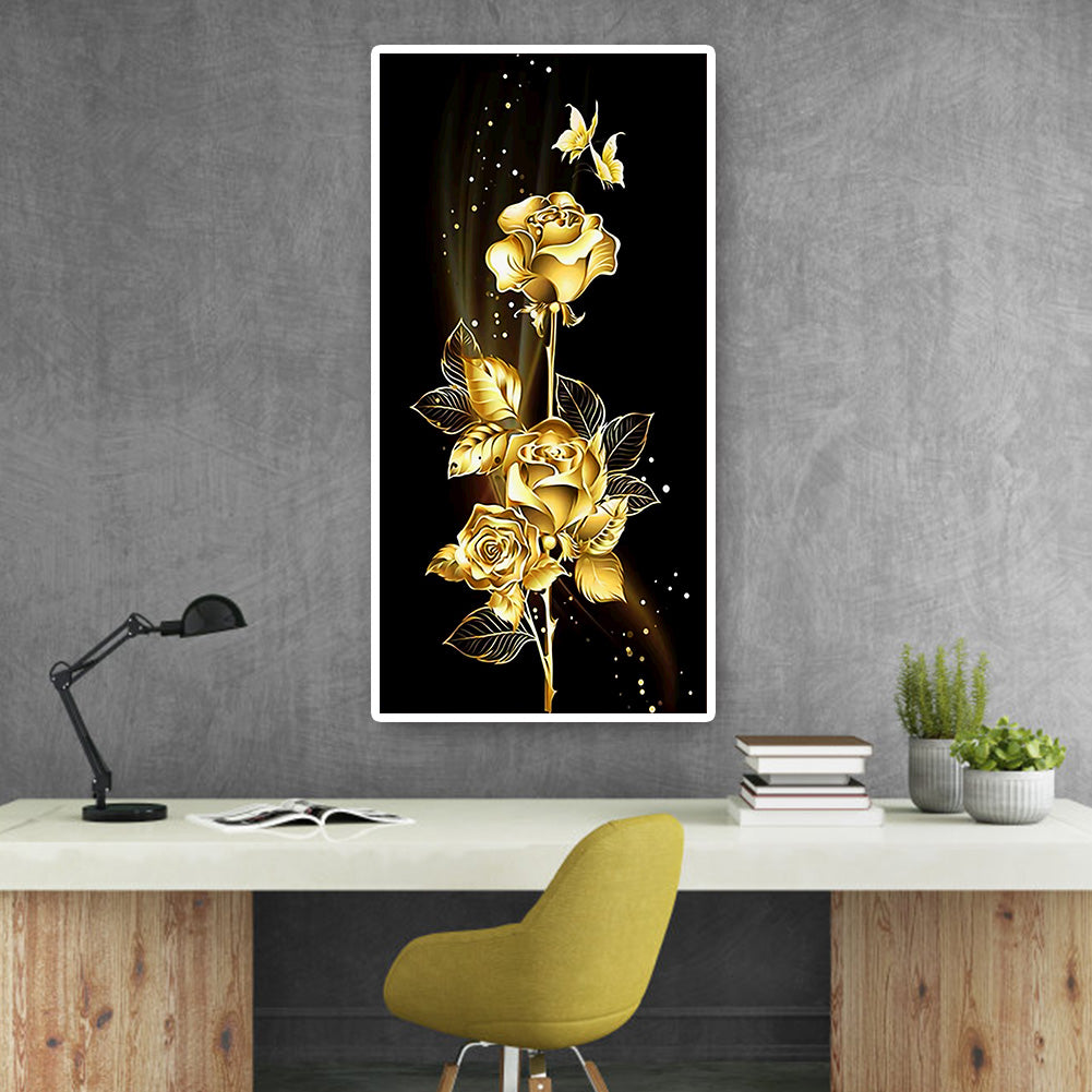 Golden Flower - Full Round Drill Diamond Painting 45*85CM