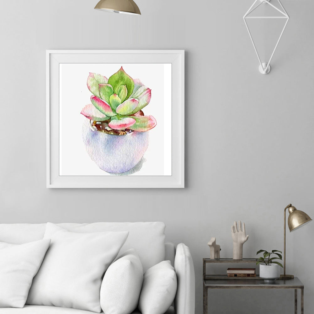 Succulent Plant - Full Round Drill Diamond Painting 30*30CM