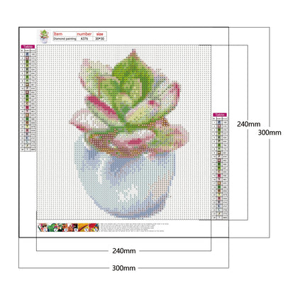 Succulent Plant - Full Round Drill Diamond Painting 30*30CM