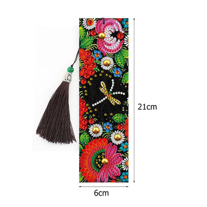 5D DIY Special Shaped Diamond Painting Leather Flower Tassel Art Book Marks