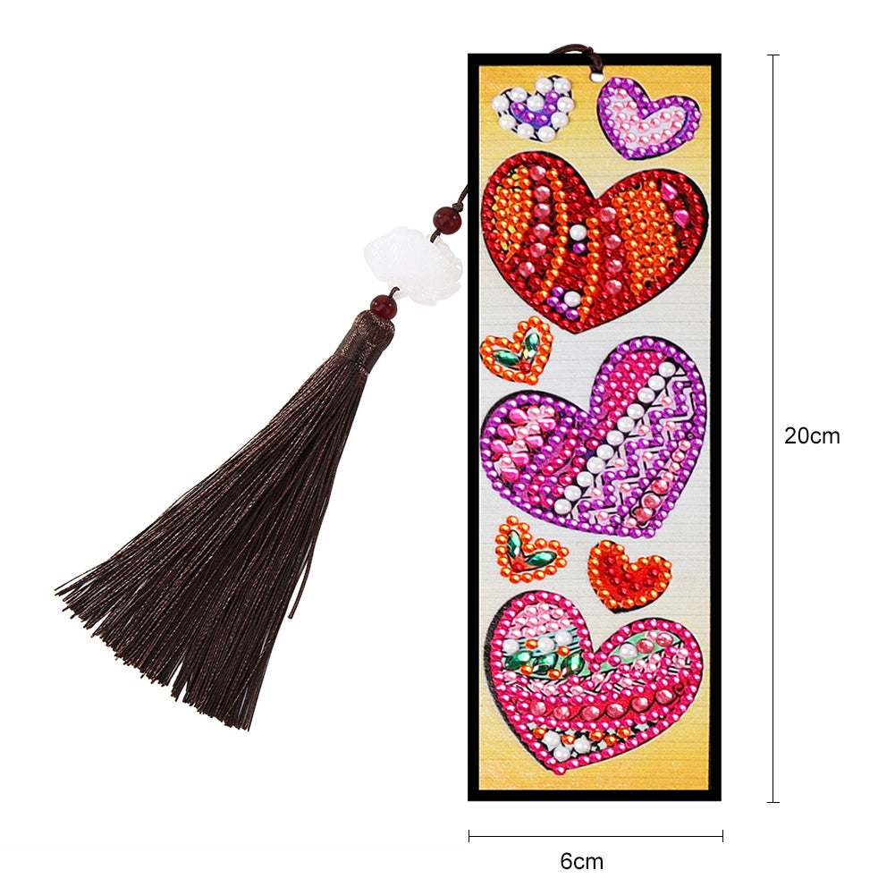 Leather DIY Special Shaped Diamond Painting Love Heart Tassel Bookmark