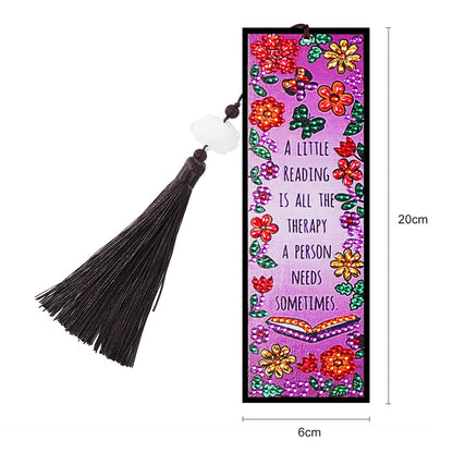 Leather Tassel Flowers Letter DIY Special Shaped Diamond Painting Bookmark