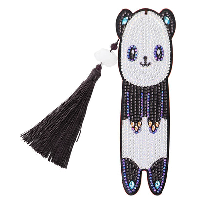 Special Shaped Mosaic 5D DIY Panda Tassel Leather Diamond Painting Bookmark