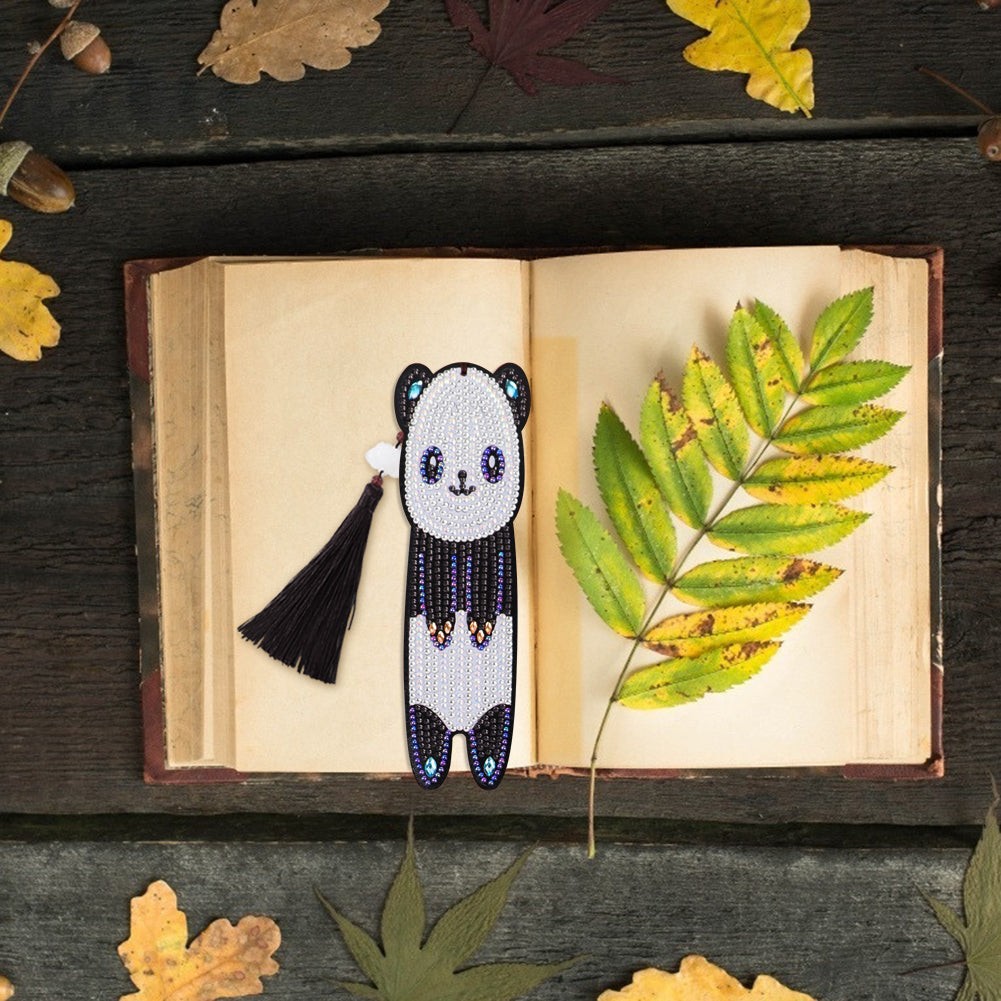 Special Shaped Mosaic 5D DIY Panda Tassel Leather Diamond Painting Bookmark