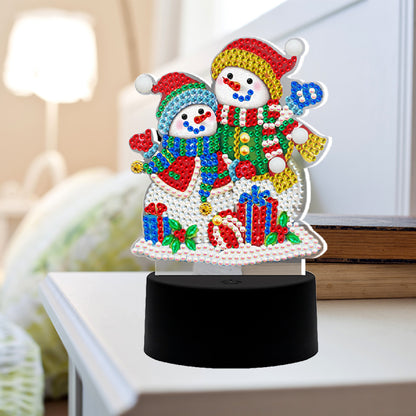 Christmas Snowman LED Lamp DIY Special Shape Diamond Painting Night Light