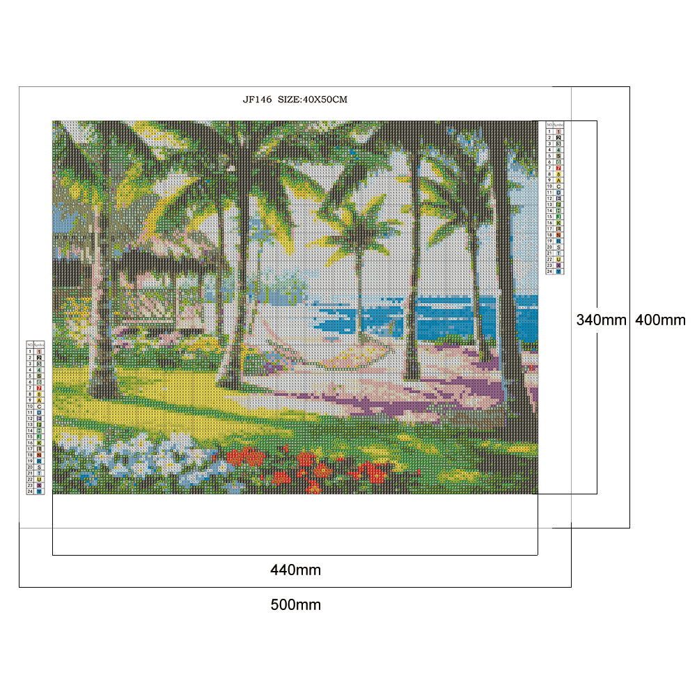 Beach Coconut - Full Square Drill Diamond Painting 50*40CM