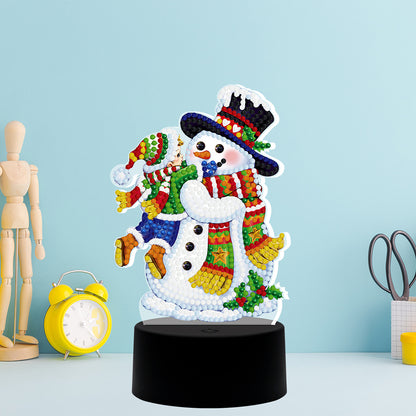 Snowman DIY Special Shape Drill Diamond Painting LED Embroidery Night Light