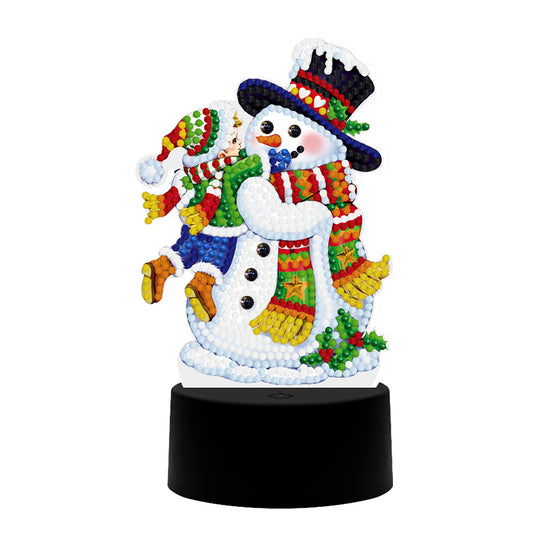 Snowman DIY Special Shape Drill Diamond Painting LED Embroidery Night Light