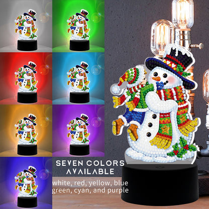 Snowman DIY Special Shape Drill Diamond Painting LED Embroidery Night Light