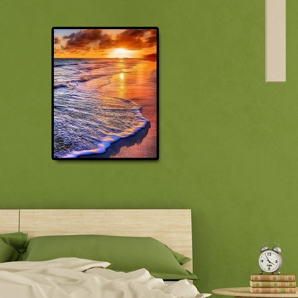 Evening Beach - Full Round Drill Diamond Painting 30*40CM