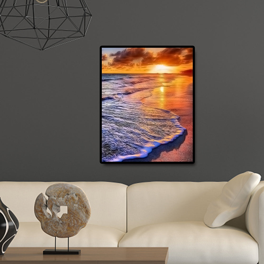 Evening Beach - Full Round Drill Diamond Painting 30*40CM