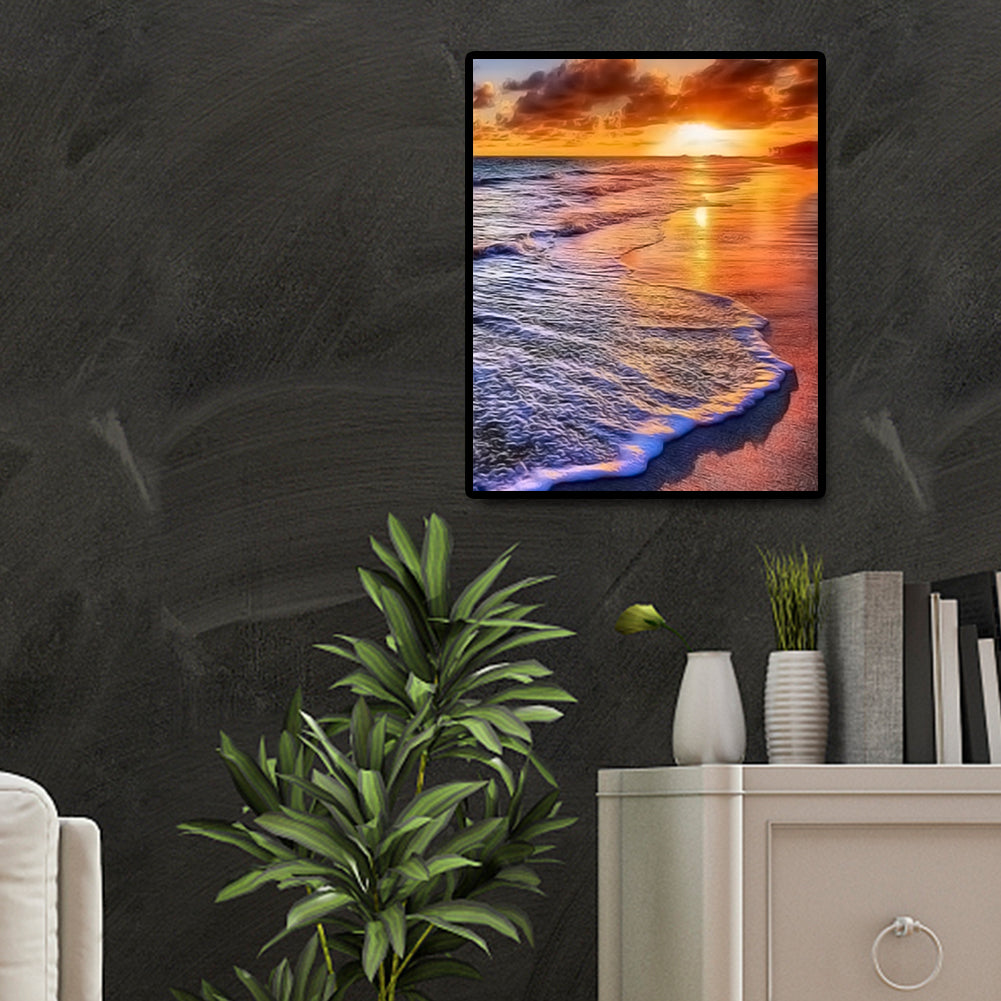 Evening Beach - Full Round Drill Diamond Painting 30*40CM