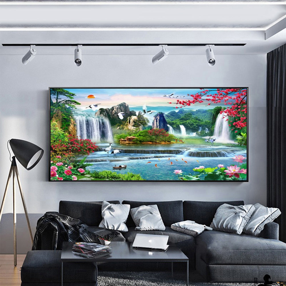 Waterfall Garden - Full Round Drill Diamond Painting 100*40CM