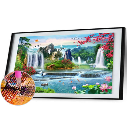 Waterfall Garden - Full Round Drill Diamond Painting 100*40CM