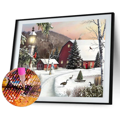 Snow Landscape - Full Round Drill Diamond Painting 50*40CM