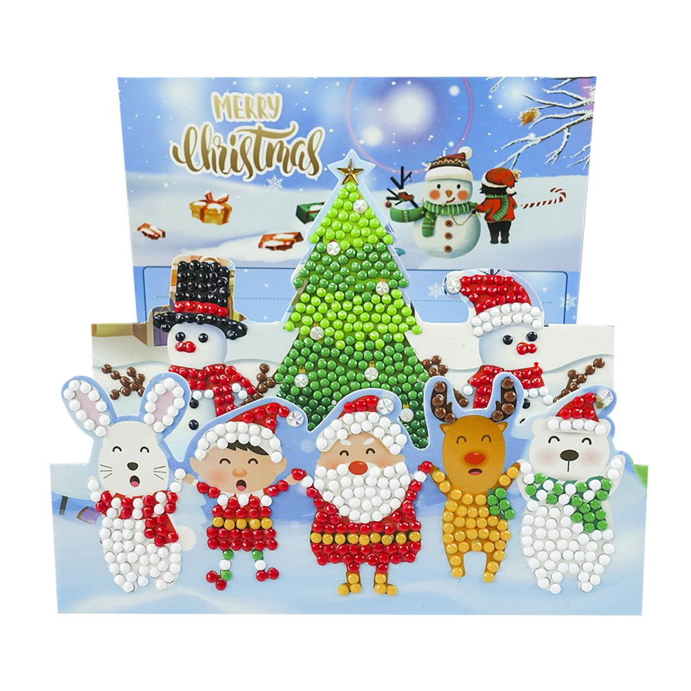 Santa Claus 5D DIY Special Shape Part Drill Diamond Mosaic Greeting Cards