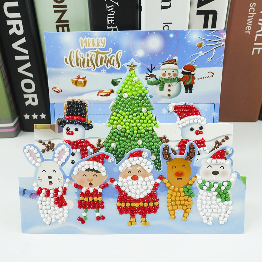 Santa Claus 5D DIY Special Shape Part Drill Diamond Mosaic Greeting Cards