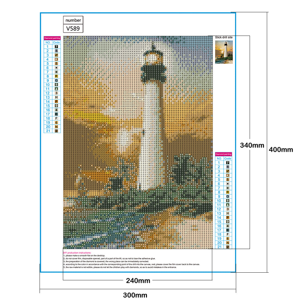 Lighthouse - Full Round Drill Diamond Painting 30*40CM