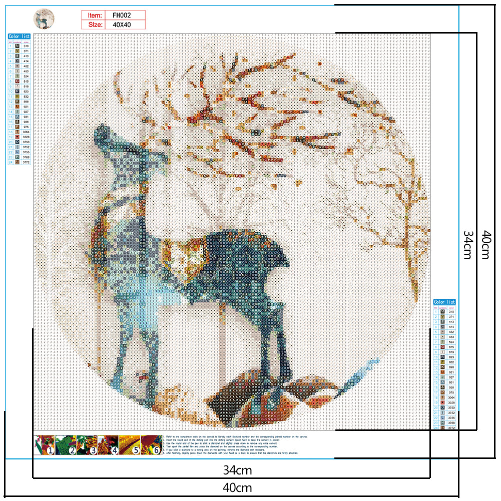 Deer - Full Round Drill Diamond Painting 40*40CM