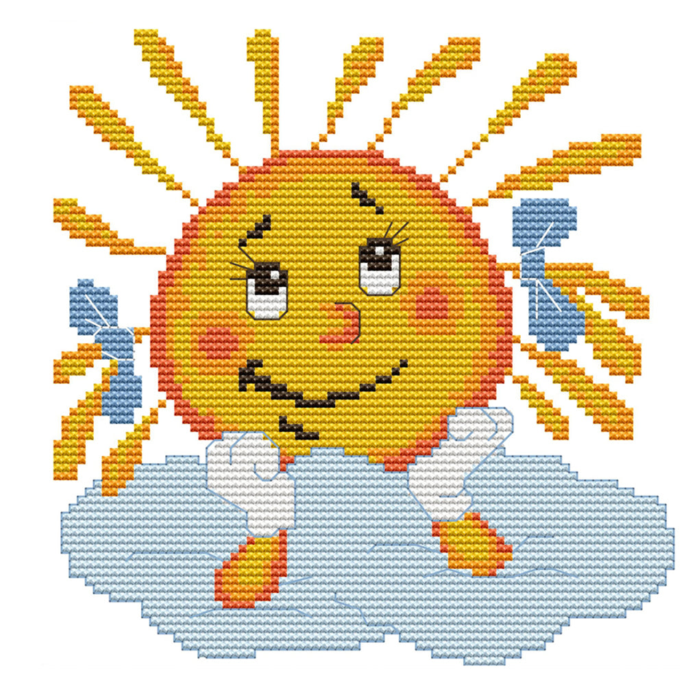 Sun - 14CT Stamped Cross Stitch 19*19CM