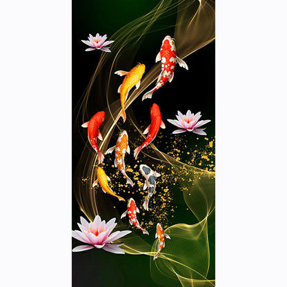 Fish Lotus - Full Round Drill Diamond Painting 45*85CM