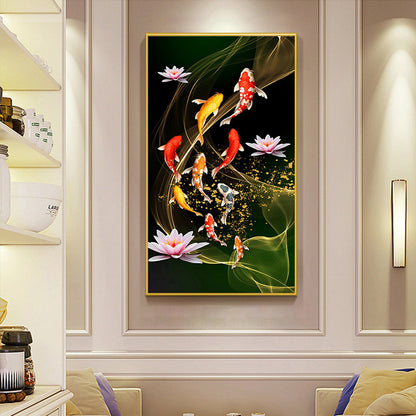 Fish Lotus - Full Round Drill Diamond Painting 45*85CM