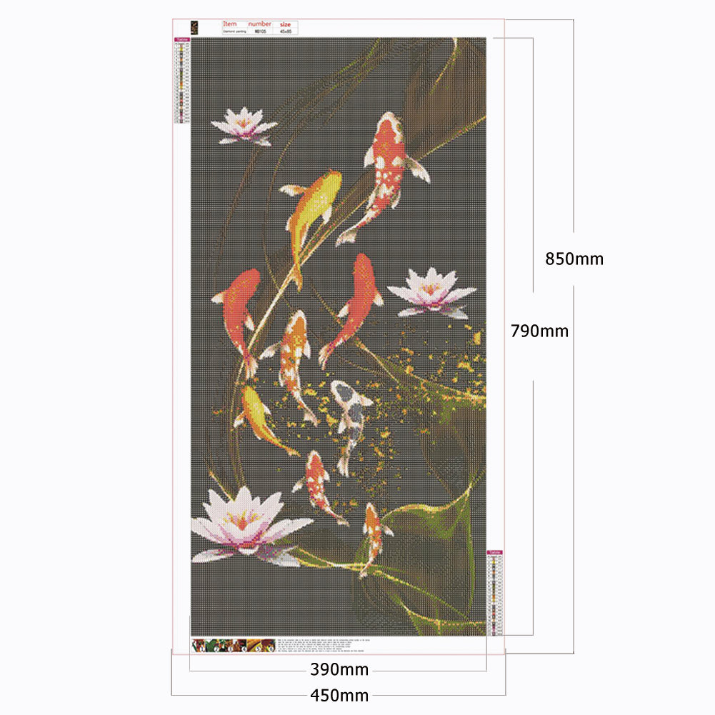 Fish Lotus - Full Round Drill Diamond Painting 45*85CM