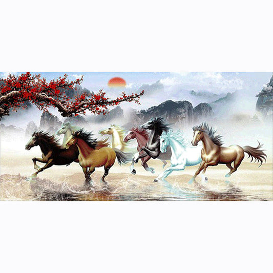 Horses - Full Round Drill Diamond Painting 100*50CM