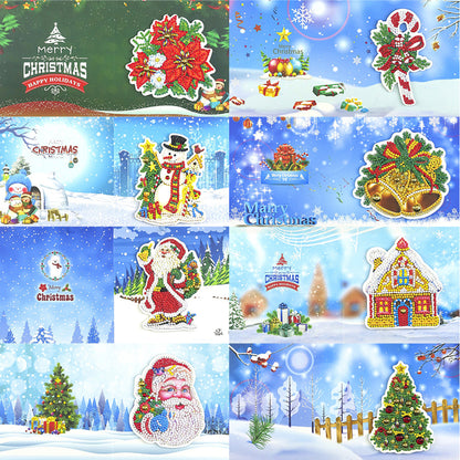 Christmas 5D DIY Special Shape Part Drill Diamond Handmade Greeting Cards