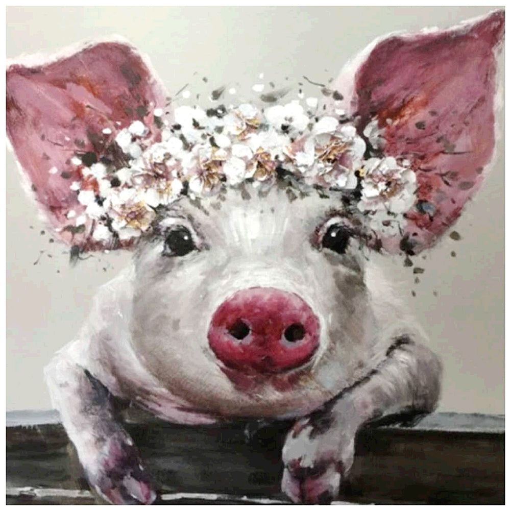 Flower Pig - Full Round Drill Diamond Painting 30*30CM