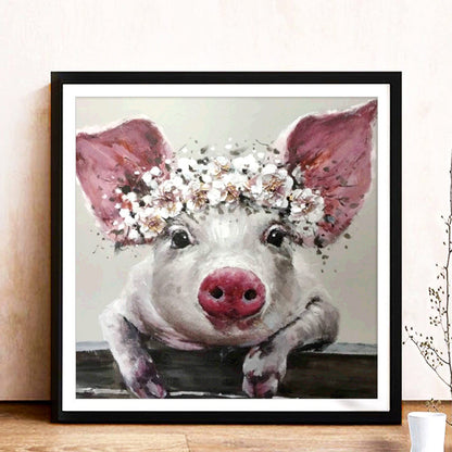 Flower Pig - Full Round Drill Diamond Painting 30*30CM