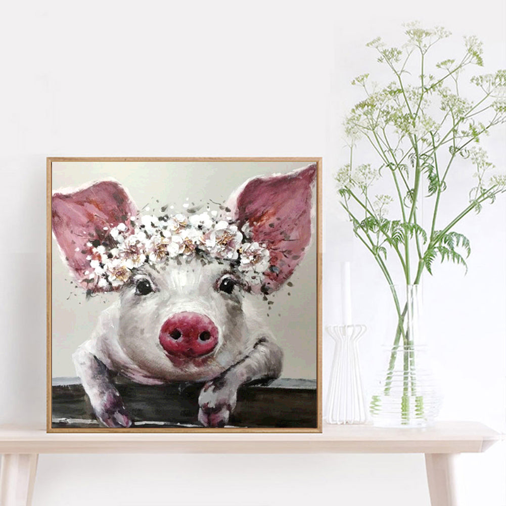 Flower Pig - Full Round Drill Diamond Painting 30*30CM