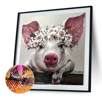 Flower Pig - Full Round Drill Diamond Painting 30*30CM