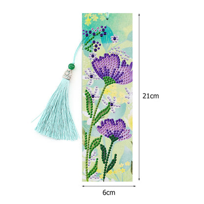 2pcs Diamond Painting Bookmark DIY Flowers Leather Tassel Book Marks Craft