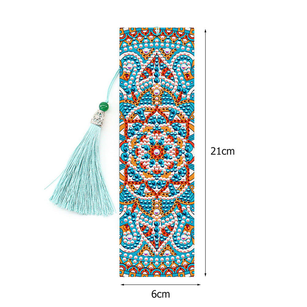 2pcs 5D DIY Special Shape Diamond Painting Leather Tassel Mandala Bookmarks