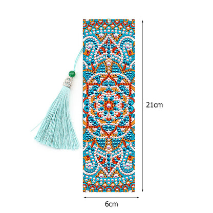 2pcs 5D DIY Special Shape Diamond Painting Leather Tassel Mandala Bookmarks