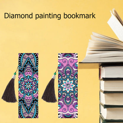 2pcs 5D Mosaic Bookmark Tassel Diamond Painting Cross Stitch Page-marker