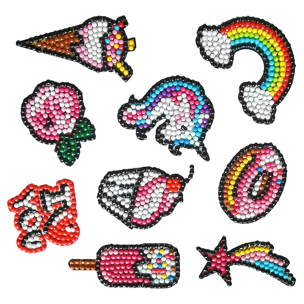 9pcs DIY Diamond Painting Rainbow Letters Stickers Kit Rhinestone Cup Decor