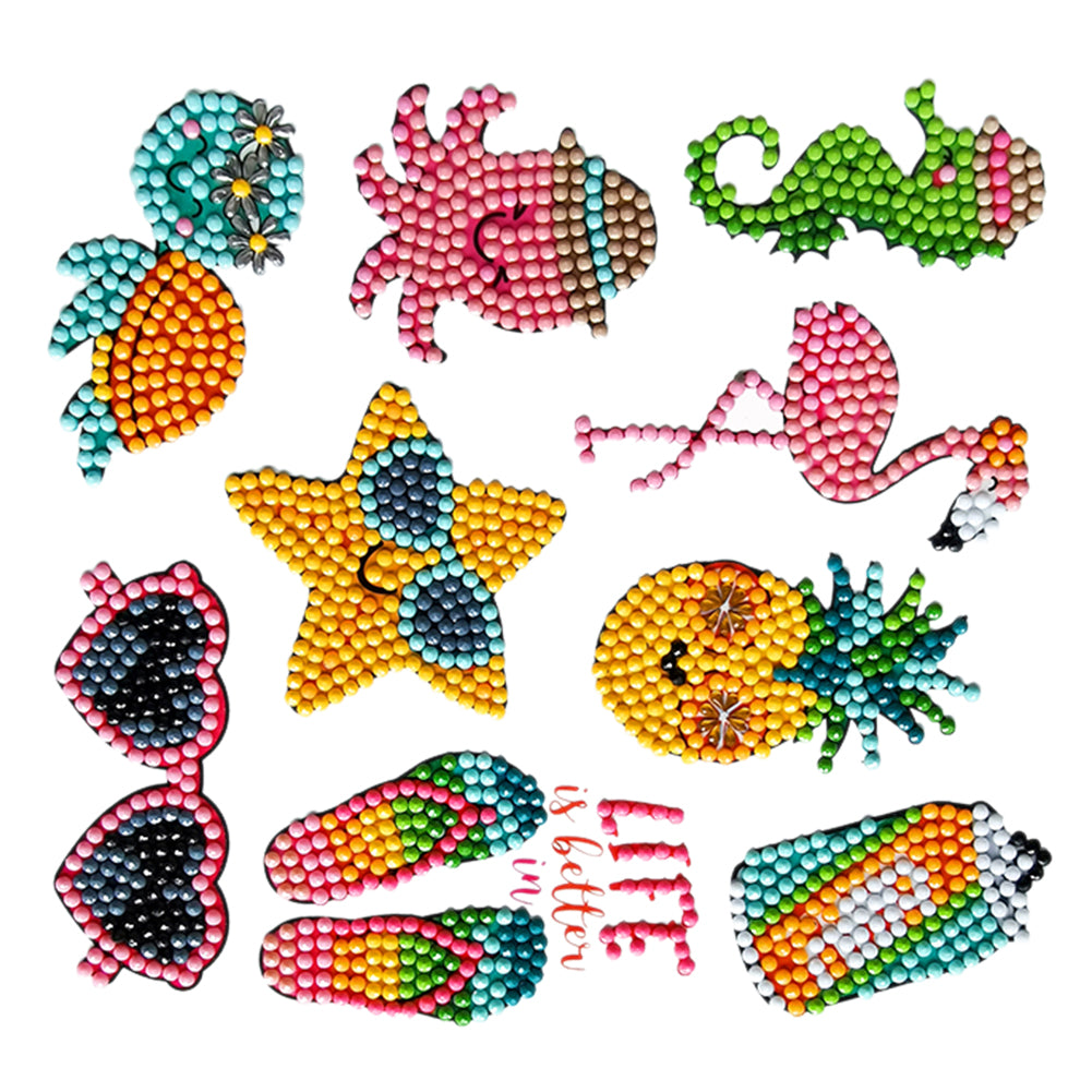 9pcs DIY Animal Pineapple Diamond Painting Stickers Kit Mosaic Book Decor