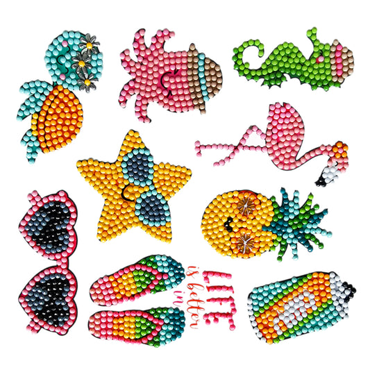 9pcs DIY Animal Pineapple Diamond Painting Stickers Kit Mosaic Book Decor